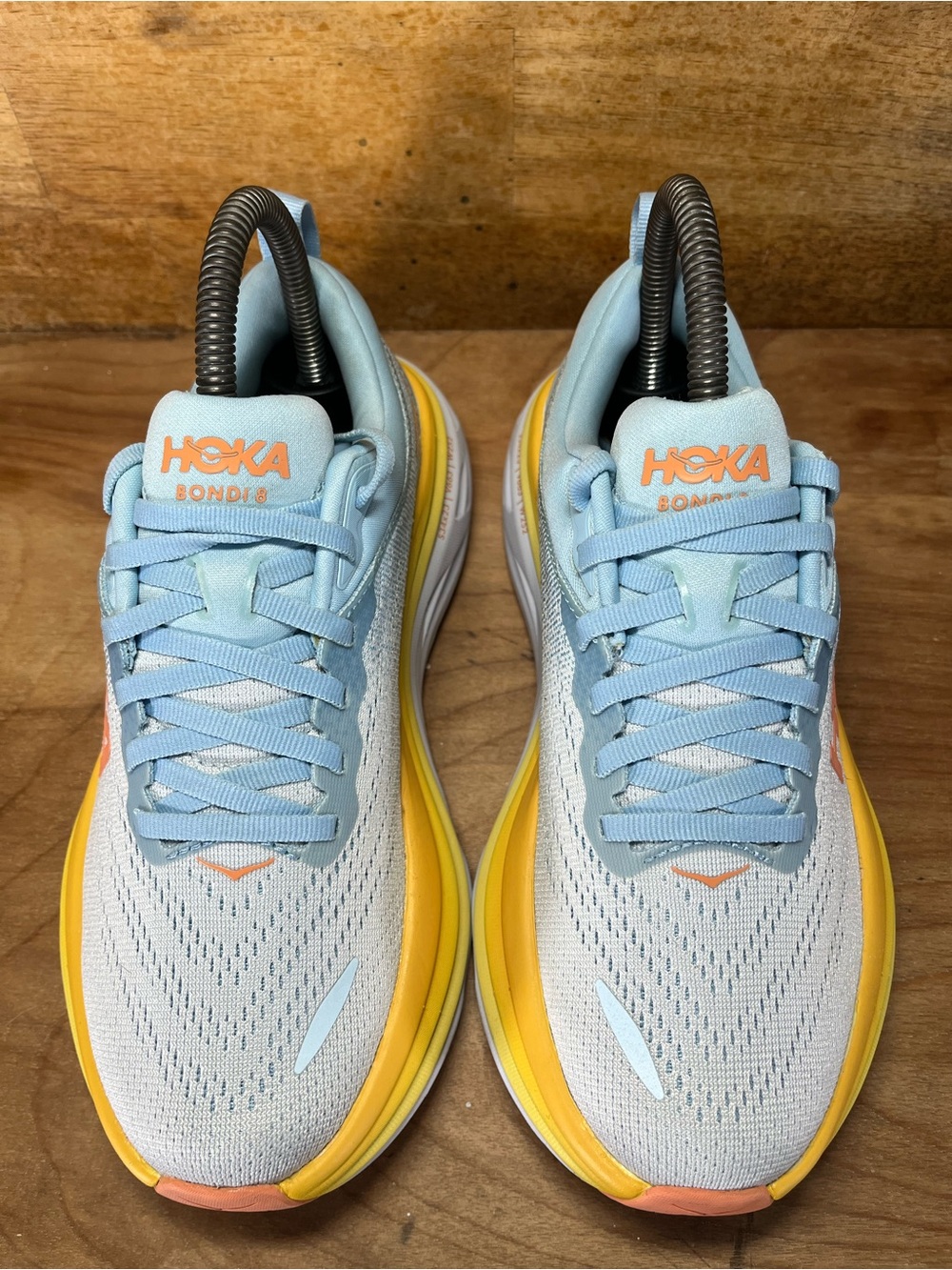 Hoka One One Bondi 8 Womens Size 5.5 Running Shoes Sneakers Blue Yellow - Picture 3 of 12
